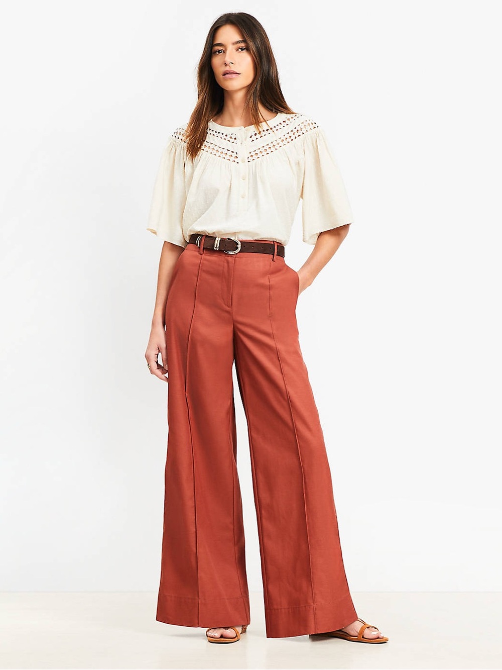 LOFT Pintucked Wide Leg Pants